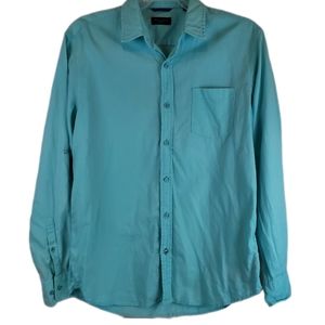 VTG Linea Rossa Ocean Blue Linen Blend Button Up Shirt Size M Mens Long Sleeve